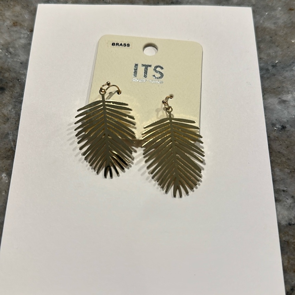 Mini Gold Palm Leaf Earrings